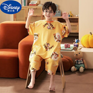 迪士尼（Disney）男童連體睡衣夏季棉薄款短袖防踢護(hù)肚神器大童男孩夏天兒童睡袋 MX-M04#跳跳虎 170 XL碼高165-170cm重118-