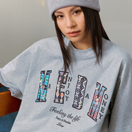 MEDM25SS珍珠民族風(fēng)設計短袖男女同款半袖tee圓領(lǐng)夏季潮牌T恤上衣 灰色 L