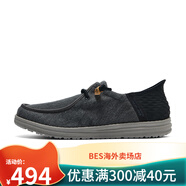 斯凱奇（Skechers）Skechers斯凱奇閃穿鞋春季一腳蹬休閑樂(lè )福鞋男子輕便透氣帆布鞋 黑色/BLK 39.525cm 40