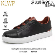 KLWP香港高端品牌奢侈品男鞋商務(wù)休閑板鞋潮流時尚百搭復(fù)古休閑鞋 黑色白底 (265mm) 43