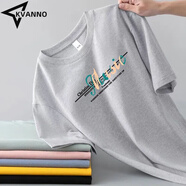 KVANNO親膚短袖T恤男夏季新款圓領(lǐng)休閑寬松百搭薄款大碼半袖男士體恤衫 【精品】短袖音符/淺灰【z】 L 105-120斤
