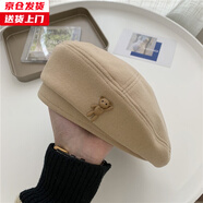 槿城 卡通棕色毛呢貝雷帽女時(shí)尚百搭秋冬時(shí)髦氣質(zhì)畫(huà)家帽潮LK788
