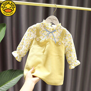 G.DUCKKIDS小黃鴨1-5歲女寶寶連衣裙2023春裝新款兒童半身裙女童洋氣假兩件 黃綠色 110