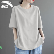 安踏（ANTA）短袖t恤女裝夏季新款寬松透氣純棉半袖體恤衫男女同款休閑運動(dòng)服 -7原木色（男女同款） 3XL 190