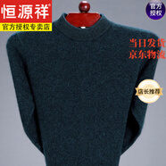 恒源祥100純羊毛衫男半高領(lǐng)加厚毛衣中年爸爸裝保暖大碼針織打底衫 墨綠色 M 170/88A(125-140斤建議穿)