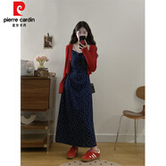 皮爾卡丹（pierre cardin）大碼法式復古吊帶連衣裙女裝夏季梨形身材碎花裙胖MM顯瘦裙子套裝 外搭 M 【建議90~100斤】