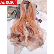 北極絨絲巾超大紗巾披肩百搭沙灘裙送媽媽多功能防曬裝飾薄款圍巾沙灘巾 拼色邊 橙