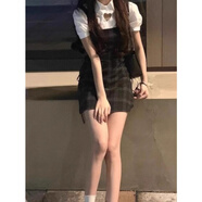COLORFUL GEMS格子連衣裙女夏季收腰短裙兩件套 圖色 L