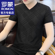 羅蒙（ROMON）冰絲短袖t恤男春夏季新款寬松短袖男T速干半袖打底衫上衣服男裝  8833黑色 2XL （約135-150斤可穿）