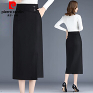 皮爾卡丹（pierre cardin）中長(cháng)款開(kāi)叉一步裙春夏2025新款高腰顯瘦半身裙時(shí)尚職業(yè)直筒包臀裙 黑色 2XL 建議120-130斤