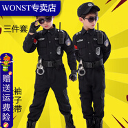 WONST兒童警6察服特種軍兵演出服裝套裝玩具裝備全套小男孩2023男女童 長袖三件套（衣服+腰帶）沒有帽子 110 （身高100~110cm）
