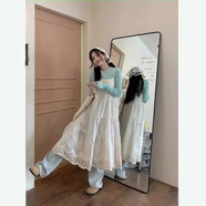 S.SOFEA白色蕾絲連衣裙套裝女春季2025新款法式度假風氣質(zhì)吊帶長裙兩件套 花邊連衣裙【內(nèi)搭里襯】好質(zhì)量 S 建議【80-100斤】