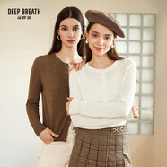 深呼吸DEEP BREATH女裝可機(jī)洗純羊毛針織開(kāi)衫女A400732 烏木棕 L (4)