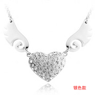 龍騎士 簡(jiǎn)約心動(dòng)天使 項(xiàng)鏈女生短款潮頸鏈復(fù)古掛件時(shí)尚日韓版鎖骨鏈飾品 百搭銀色款