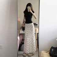早美（ZaoMei）連衣裙韓系蝴蝶結(jié)碎花半身裙子女夏季2025新款小個(gè)子包臀魚尾長裙 上衣+半身裙 M