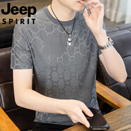 吉普（JEEP）高端冰絲短袖t恤男2025新款夏季薄款體恤潮流男裝半袖上衣服 1007灰色 M 建議90-100斤