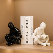 赟婭創(chuàng  )意福鹿桌面擺件玄關(guān)客廳酒柜電視柜精致裝飾品喬遷送禮搬家禮物 爵士白+鏡面黑（不含書(shū)）