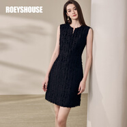ROEYSHOUSE羅衣提花流蘇無袖連衣裙2025夏季新款氣質(zhì)收腰黑色A字裙11854 黑色 M