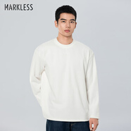 MARKLESS重磅條紋長袖t恤男士2025春季新款寬松休閑上衣 5602 珍珠白 XL