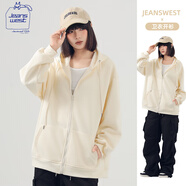 JEANSWEST CLUB真維斯連帽開衫衛(wèi)衣女拉鏈外套2025年新款春秋季百搭潮牌休閑帽衫