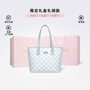Kappa卡帕 新款正品托特包女大容量學(xué)生上課通勤單肩包百搭手提電腦包 海鹽薄荷灰禮袋套裝