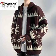 啄木鳥(niǎo)（TUCANO）毛衣針織衫男士秋冬季外套開(kāi)衫打底衫毛線衣青少年夾克上衣服男裝 LO9029深咖 常規(guī) M 約90-110斤可穿
