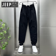 JEEP SPIRIT吉普男女同款韓版顯瘦小腳長(zhǎng)褲多色彩褲夏季薄款簡(jiǎn)約純色小直角休 黑色 均碼 31120-135斤