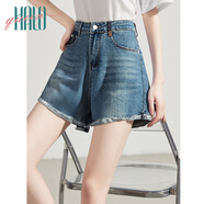 Halo Queen牛仔短褲女夏季A字撞色顯瘦復(fù)古熱褲高腰顯腿長H52N030