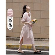 德瑪納【云朵棉】春季優(yōu)雅風(fēng)翻領(lǐng)立體花朵花苞袖兩側開(kāi)叉女式連衣裙