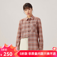 哥弟真的好（GIRDEAR）女裝通勤復(fù)古格紋POLO領(lǐng)襯衫上衣女8300134 粉底紫橙格 XL (5碼)