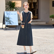 皮爾卡丹（pierre cardin）復(fù)古拼接牛仔背心裙套裝2025新款女春夏獨(dú)特漂亮小個(gè)子無袖連衣裙 兩件套 新款面料優(yōu)質(zhì)版 M （85-110斤）
