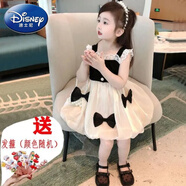 迪士尼（Disney）兒童連衣裙夏季2025新款寶寶網(wǎng)紅氣質吊帶公主裙小女孩漂亮裙 黑色蝴蝶吊帶裙子 限時贈送發(fā)箍 90 建議身高75到84公分以內