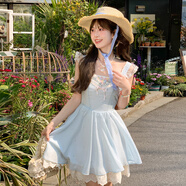 森女部落原創(chuàng  )甜美風(fēng)刺繡A字蕾絲花邊吊帶連衣裙2025夏季新款女 吊帶連衣裙（單件） 單件 M 單件