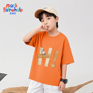 馬克華菲男童短袖t恤2025新款男孩衣服夏裝純棉童裝洋氣兒童上衣夏 m嗨呀焦橙 130 尺碼偏小，建議拍大一碼