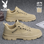 花花公子（PLAYBOY）男鞋2025夏季時(shí)尚休閑鞋男士厚底鞋子男韓版運(yùn)動(dòng)馬丁靴 沙色 41