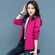 牧思特短外套女兩面穿風(fēng)衣春秋季女裝新款?yuàn)A克衫棒球服連帽女士上衣秋天 2073玫紅色 L