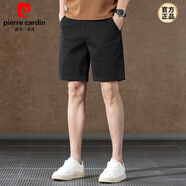 皮爾卡丹（pierre cardin）夏季薄款商務(wù)休閑短褲男露膝寬松直筒五分褲休閑西褲棉質(zhì)時(shí)尚新款 黑色 28 【90-100斤】