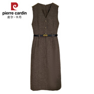 皮爾卡丹（pierre cardin）時(shí)尚連衣裙女2025秋冬新款氣質(zhì)中長(zhǎng)款小香風(fēng)毛呢馬甲背心裙兩件套 咖色裙子【單件】 M