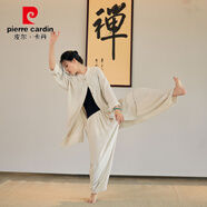 皮爾卡丹25春新款亞麻砂洗柔軟飄逸長褲中性禪系居家旅行瑜伽褲打坐哈倫褲 原麻褲子 均碼