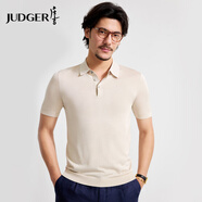 莊吉   JUDGER【100%桑蠶絲】男士短袖T恤夏季新款商務(wù)休閑高級感真絲POLO衫 本白 M 170/88A