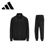 阿迪達斯 （adidas）運動套裝男2025秋季跑步運動防風透氣夾克收腿褲兩件套 黑/黑 M