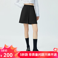 哥弟真的好（GIRDEAR）女裝高腰后拉鏈A字休閑短裙褲女8100056 黑 M (3碼)