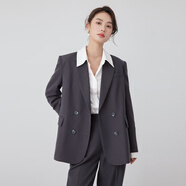 達(dá)佳詩(shī)-衣櫥長(zhǎng)青職業(yè)西裝套裝女正裝上衣通勤穿搭面試西裝外套 深灰西裝 S 職場(chǎng)小心機(jī)