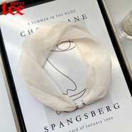 Lee dprre2025新款項(xiàng)鏈?zhǔn)酱盼劢z巾女夏季薄款百搭高級感裝飾護(hù)頸圍脖領(lǐng)巾 米色