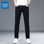 真維斯（Jeanswest）直筒牛仔褲男夏季新款冰絲薄款寬松直筒男褲夏天休閑長(cháng)褲 6819-1B純黑 31 碼
