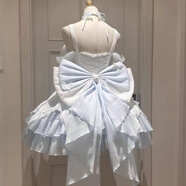 【天鵝湖】韓版收腰公主小禮服lolita顯瘦細閃蝴蝶蓬蓬裙 【天鵝湖】白藍蝴蝶裙送拖尾 S 單件