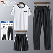 啄木鳥（TUCANO）短袖t恤運(yùn)動(dòng)套裝男送父親禮物休閑短褲爸爸裝三件套白色C 3XL