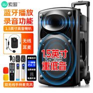 索愛(ài)（soaiy）15吋廣場(chǎng)舞音響大功率便攜式戶外重低音藍(lán)牙k歌專(zhuān)用大音量移動(dòng)拉桿音箱室外演出雙麥耳咪版SA-X20
