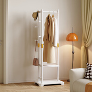 庭許實(shí)木掛衣架落地衣帽架臥室多功能收納置物架家用辦公室立式衣服架 新款雙層（實(shí)木）白色