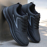 意爾康王子2025新款防水防滑鞋男鞋秋季休閑鞋軟皮面加絨保暖運動(dòng)鞋男 PLOVER-【A70黑灰色】皮面四季款 39 標準運動(dòng)碼